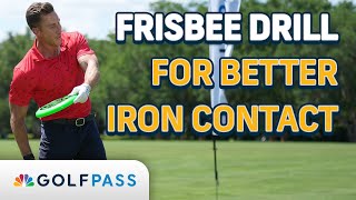 Frisbee Drill for Better Iron Contact  GolfPass [upl. by Celine747]