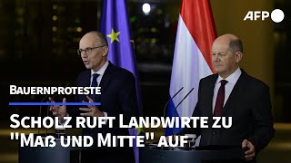 Scholz ruft Landwirte zu quotMaß und Mittequot auf  AFP [upl. by Osnola853]