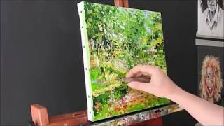 quot In the gardenquot Palette knife landscape oil painting by Nathalie JAGUIN [upl. by Ynneb]