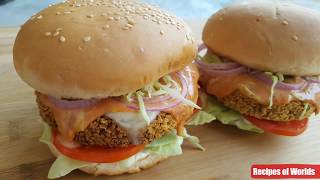 Crispy Chicken Burger Recipe Homemade Chicken Burger Recipe [upl. by Anoel]