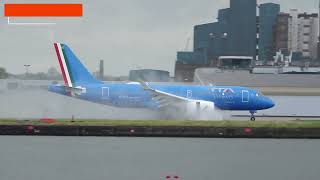 HORRIBLE WEATHER Landings amp Takeoffs at London City Airport  Aviation PlaneSpotting Planes [upl. by Philander]