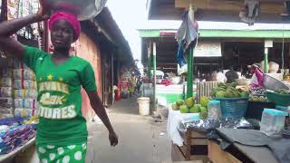 AFRICAN COMMUNITY STREETS AND INDOOR MARKET GHANA ACCRA AGBOGBLOSHIE [upl. by Norre]