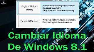 Como cambiar el idioma de windows 81 [upl. by Ewen]