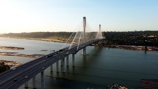 Port Mann Bridge 4K  Worlds Widest Bridge  Aerial View [upl. by Christoper790]