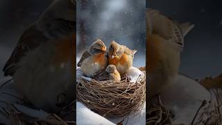 Pigeon Protects Chicks from Intense Snowstorm viralvideo pigeon birds trending snow [upl. by Preuss]