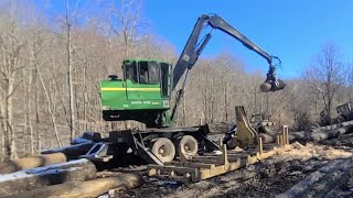 Welding repairs on a knuckleboom log loader [upl. by Cyrus]