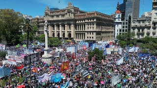 Thousands march against Mileis deregulation of Argentina economy  AFP [upl. by Atinit]