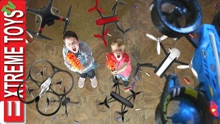 Attack of the Drones Nerf Battle Ethan and Cole Vs Machines [upl. by Nnylsoj]