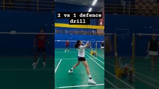 2 vs 1 defence drill  badminton [upl. by Annert]