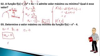 Função do segundo grau Determine o valor máximo ou mínimo da função fx  x²  4 [upl. by Carilla]