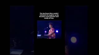 Bruno Mars couldn’t hold back his laughter when he heard the crowd😂 brunomars pop popmusic [upl. by Atekahs]