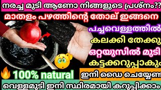 🔥100 മാതളം പഴത്തിന്റെ തോല് പച്ചവെള്ളത്തിൽ ഇതുപോലെ കലക്കി തലയിൽ തേക്കു വെള്ളമുടി സ്ഥിരമായി കറുക്കും [upl. by Carolyn]