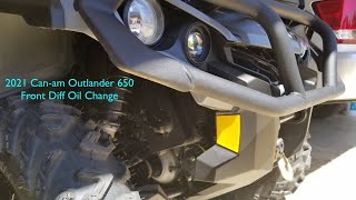 Front Differential Oil Change  2021 Canam Outlander 650 DPS [upl. by Hermine]