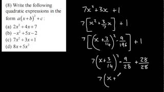 C1  Quadratic Functions 2  Completing the Square Equations AS Maths [upl. by Menedez]