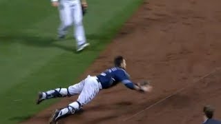 Austin Hedges dives for grab by ondeck circle [upl. by Gerardo267]