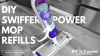 DIY How to refill your swiffer power mop containers liquid endless refills bottle  5 min diy [upl. by Eimma]