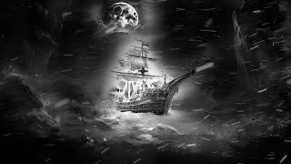 Mystical Ship Sailing Through the Night  Moonlit Stormy Adventure [upl. by Wilbur]