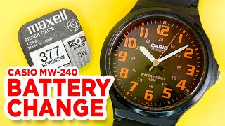 CASIO MW240 Module 1330 How to CHANGE THE BATTERY and SET THE TIME [upl. by Hamo]