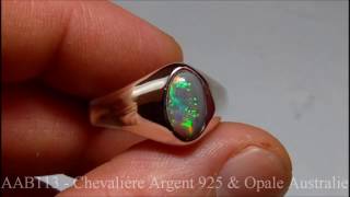 AAB113  BIJOU OPAL ORION  Opale Noire Pierre Australie  Chevalière Homme Argent 925 [upl. by Ennylyak]