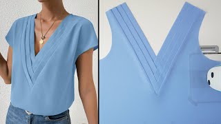 From Cutting to Stitching Beginners Guide to DIY Sewing V Neck Design [upl. by Onaivatco]