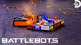 Huge Vertical Spinner Shot Tantrum vs End Game  Battlebots  Discovery [upl. by Katina27]