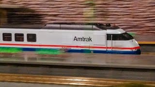 Amtrak trains RTL Turboliner and F40PH runbys and chases N scale compositions etc [upl. by Tore568]