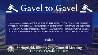 Tuesday October 1 2024 Springfield City Council Gavel to Gavel [upl. by Nwahsd]