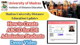 ABC ID Create பண்ணுவது எப்படி  Mandatory Creation for IDE Admission Students Madras University [upl. by Farlay]