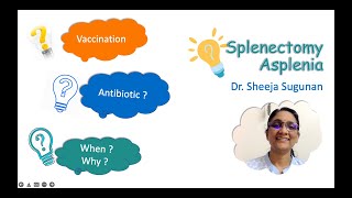 Post splenectomy  Asplenia  Immunisation and infection prevention by Dr Sheeja Sugunan [upl. by Eleynad]