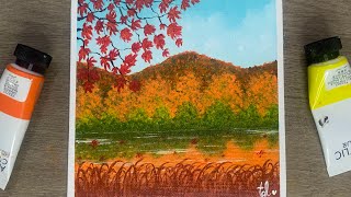 Easy Autumn Landscape Painting for Beginners  Acrylic Painting for Beginners [upl. by Naval142]