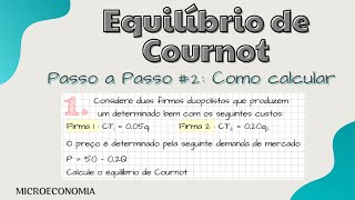 Como calcular o Equilíbrio de COURNOT PASSO A PASSO 2 [upl. by Festa139]