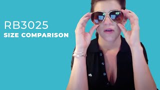 Size Comparison RB3025 RayBan Aviators 55mm 58mm 62mm Sunglasses [upl. by Gronseth]