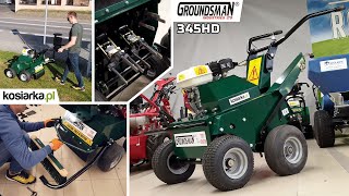 Aerator Prowadzony na 630 Bolców z Dosiewaczem i Szczotką  Groundsman 345HD [upl. by Giustino]