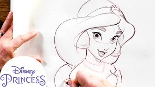 How to Draw Jasmine from Disneys Aladdin  Disney Princess [upl. by Faletti]