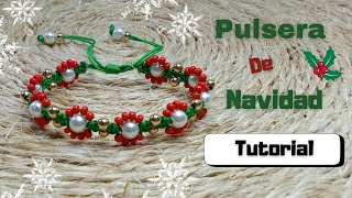 Como Hacer Hermosa Pulsera De Navidad Fácil Y Rápido Paso a Paso Tutorial [upl. by Ellehsor]