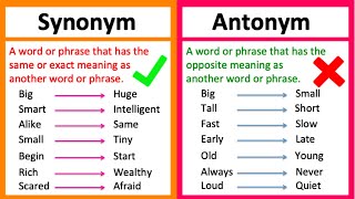 SYNONYM vs ANTONYM 🤔  Whats the difference  Learn with examples [upl. by Elyak385]