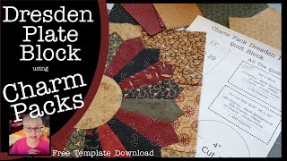 Dresden Plate Quilt Block using CHARM PACKS  Free Template in Description Box [upl. by Joanne]