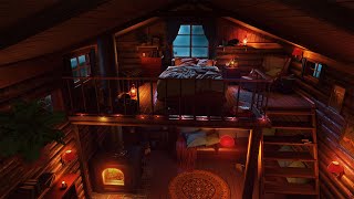 Cozy Cabin at Night with Rain Sounds and Crackling Fireplace for Sleep Study and Relax [upl. by Ibocaj481]