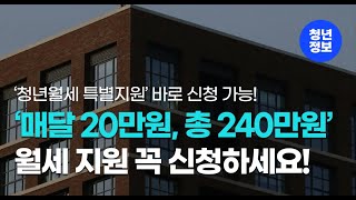 매달 20만원씩 월세 받아가세요 청년월세 특별지원 바로 신청 가능 [upl. by Anawk]