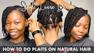 HOW TO DO SINGLE LOOSE PLAITS ON NATURAL HAIR  SIMPLE PROTECTIVE HAIRSTYLE [upl. by Knowland]