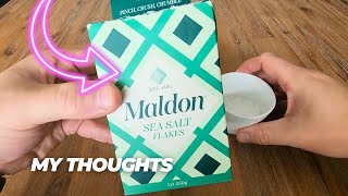 Maldon Salt Sea Salt Flakes Kosher Natural Handcrafted Gourmet Pyramid Crystals [upl. by Ahsinot592]