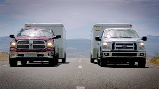 TOWING Comparison – Ford F150 vs RAM 1500 vs Chevrolet Silverado [upl. by Tarttan341]