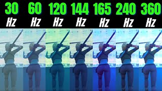 Fortnite 30Hz vs 60Hz vs 120Hz vs 144Hz vs 165Hz vs 240Hz vs 360Hz [upl. by Atte]