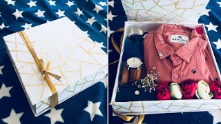 How to make classy box  shirt box tutorial  hamper box  gift box  trending gift box [upl. by Elokin]