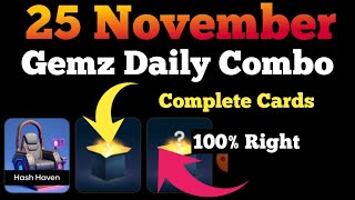 25 Nov Gemz Combo Card  Gemz Daily Combo Today  Gemz Combo Today [upl. by Twila]