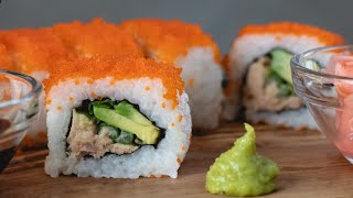 Homemade Tuna Masago Sushi Rolls  Easy and Delicious Sushi Recipe Tutorial [upl. by Yelats]