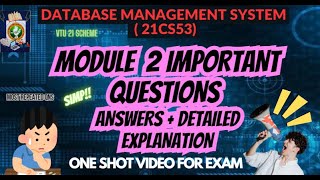 DBMS Module 2 Important QuestionsBCS403  ONE SHOT VIDEO FOR EXAM  VTU 4th semPYQS bcs403 dbms [upl. by Deedahs]