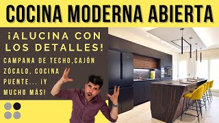 Cocinas NEGRAS MATE Modernas ABIERTAS con ISLA CJR [upl. by Atilahs]