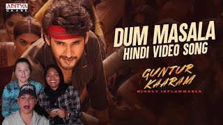 Americans react to Dum Masala Full Song HINDI  Guntur Kaaram  Super Star Mahesh Babu [upl. by Mathi791]