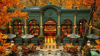 Warm Autumn with Elegant Outdoor Cafe Ambience  Slow Jazz Music amp Relax Bossa Nova for StudyWork [upl. by Bainbridge]